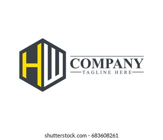 Initial Letter HW Hexagonal Design Logo