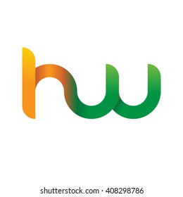 initial letter hw linked circle lowercase logo orange green