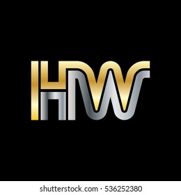 Initial Letter HW Linked Design Logo Gold Silver