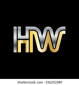 Initial Letter HW Linked Design Logo Silver Gold