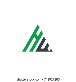 Initial Letter HW Linked Triangle Design Logo