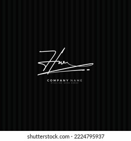 Initial Letter HW Logo - Hand Drawn Signature Logo