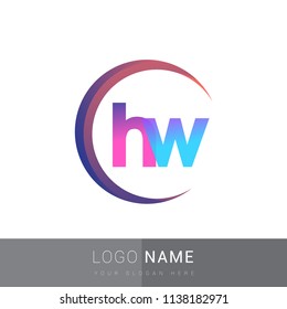 initial letter HW logotype company name, coloreful and swoosh design. vector logo for business and company identity.
