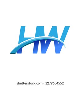 initial letter HW logotype company name colored blue and swoosh design. vector logo for business and company identity.
