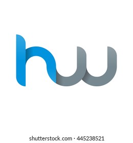 initial letter hw modern linked circle round lowercase logo blue gray