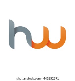 initial letter hw modern linked circle round lowercase logo orange gray