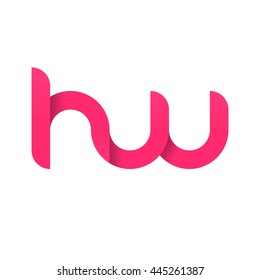 initial letter hw modern linked circle round lowercase logo pink
