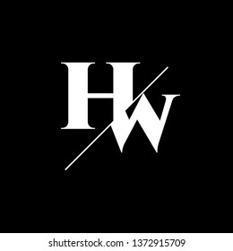 Initial Letter HW Monogram Sliced. Logo template isolated on black background