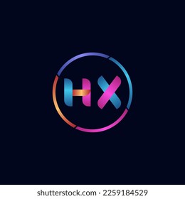 Initial letter HX curve rounded logo, gradient vibrant colorful glossy colors