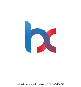 initial letter hx linked circle lowercase logo blue red