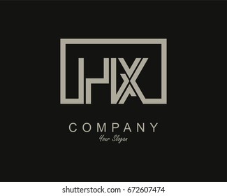 Initial Letter HX Linked Logo With Box