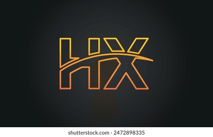 Letra inicial HX diseño del logotipo con Swoosh. Diseño creativo y moderno del logotipo de HX sobre fondo negro.
