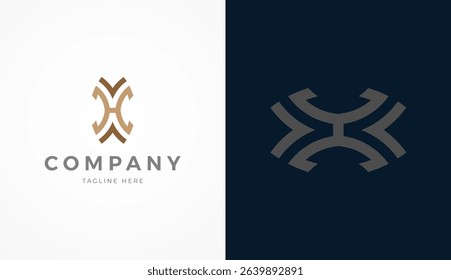 Initial Letter HX Logo Design, Stylish letter HX with two color, usable for brand and company logos, vector illustration