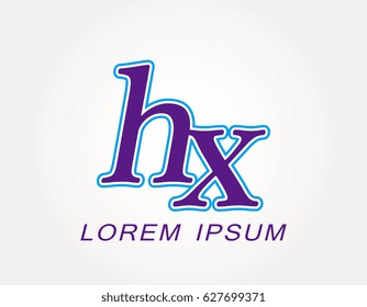Initial letter hx logo. Monogram lowercase italic