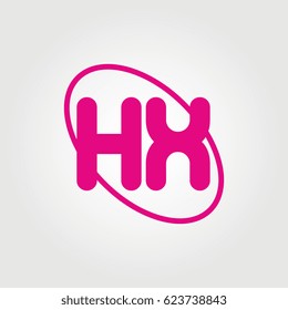 initial letter hx logo pink on white background