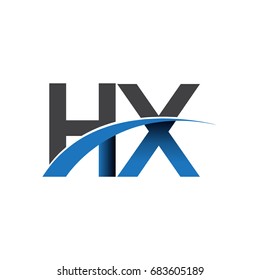 initial letter HX logotype company name colored blue and grey swoosh design. vector logo for business and company identity.
