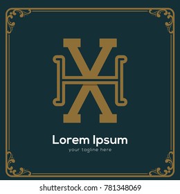 Initial letter HX logotype company name. Vector for company name.