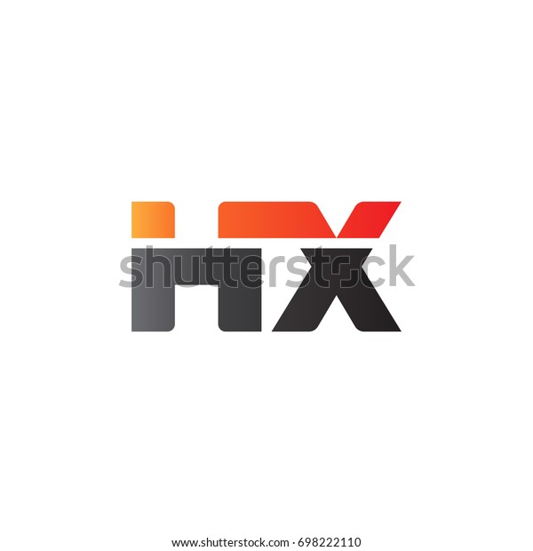 Initial letter HX, straight linked line bold logo,\
gradient fire red black\
colors