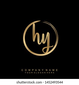 Initial letter HY beautiful handwriting logo vector template
