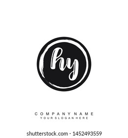 Initial letter HY beautiful handwriting logo vector template