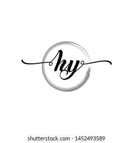 Initial letter HY beautiful handwriting logo vector template