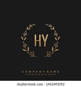 Initial letter HY beautiful handwriting logo vector template