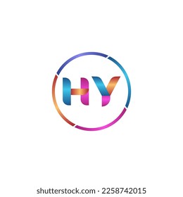 Initial letter HY curve rounded logo, gradient vibrant colorful glossy colors