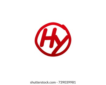 The initial letter HY handwritten logo