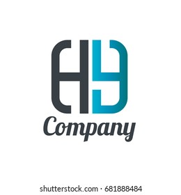 Initial Letter HY Linked Box Design Logo