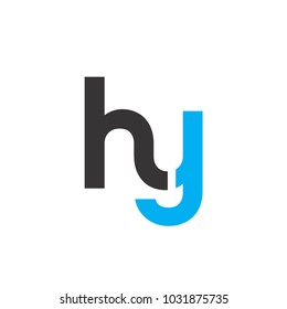 Initial Letter HY Linked Circle Lowercase Logo Black Blue Icon Design Template Element