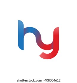 initial letter hy linked circle lowercase logo blue red