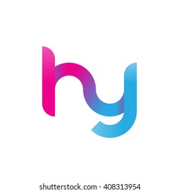 initial letter hy linked circle lowercase logo pink blue purple