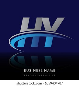 initial letter HY logotype company name colored blue and grey swoosh design. vector logo for business and company identity.