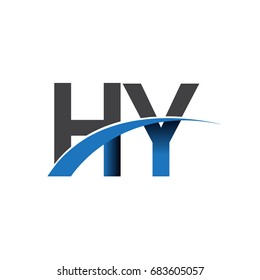 initial letter HY logotype company name colored blue and grey swoosh design. vector logo for business and company identity.
