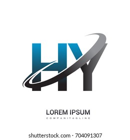 initial letter HY logotype company name colored blue and grey swoosh design. logo design for business and company identity.