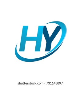 initial letter HY logotype company name colored blue swoosh design concept. vector logo for business and company identity.