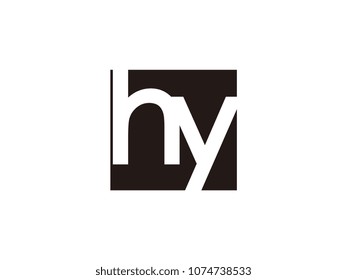 Initial letter hy lowercase logo black and white