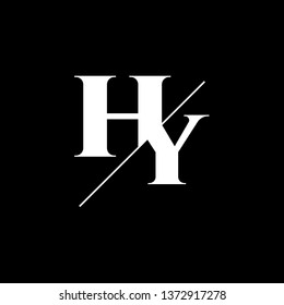 Initial Letter HY Monogram Sliced. Logo template isolated on black background