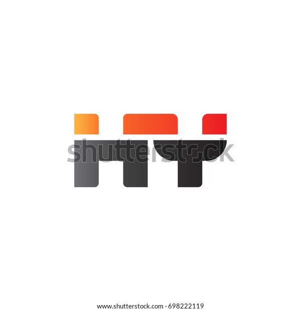 Initial letter HY, straight linked line bold logo,\
gradient fire red black\
colors