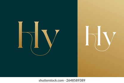Ilustración vectorial inicial del diseño del logotipo de la letra HY YH para la pareja, la boda, y el negocio