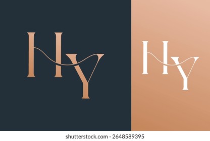 Ilustración vectorial inicial del diseño del logotipo de la letra HY YH para la pareja, la boda, y el negocio