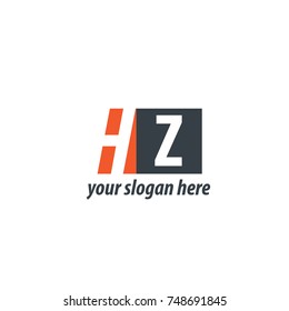 Initial Letter HZ Design Logo With Square