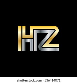 Initial Letter HZ Linked Design Logo Gold Silver