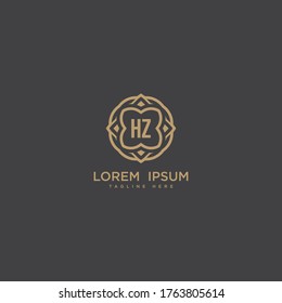 Letra inicial diseño de icono del logotipo de HZ. Logotipo de borde de joyería de lujo. Imprimir símbolo de marca de marca de las iniciales del monograma