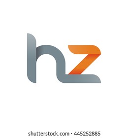 initial letter hz modern linked circle round lowercase logo orange gray