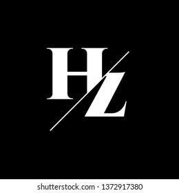 Initial Letter HZ Monogram Sliced. Logo template isolated on black background