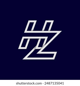 Initial Letter HZ or ZH  Logo, Monogram Logo letter H with Z combination, design logo template, vector illustration