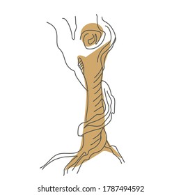 Initial letter I. Decorative font from tree roots. Environmental design. Nature typography