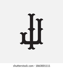 Letra inicial I, J, IJ o JI solapadas, entrelazadas, logotipo monograma, color negro sobre fondo blanco