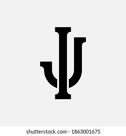 Anfangsbuchstaben I, J, IJ oder JI, überlappend, Verriegelung, Monogramm-Logo, schwarze Farbe auf weißem Hintergrund